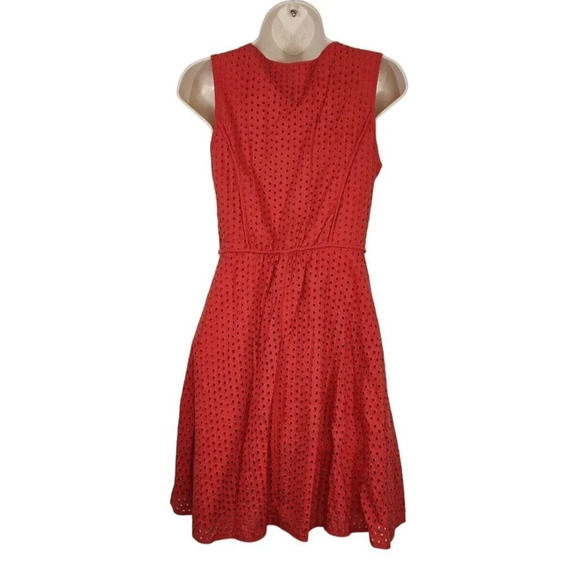 Max Studio MSSP A-line Dress Fit & Flare Size XS Orange-Brown Sleeveless Eyelet - Picture 3 of 6